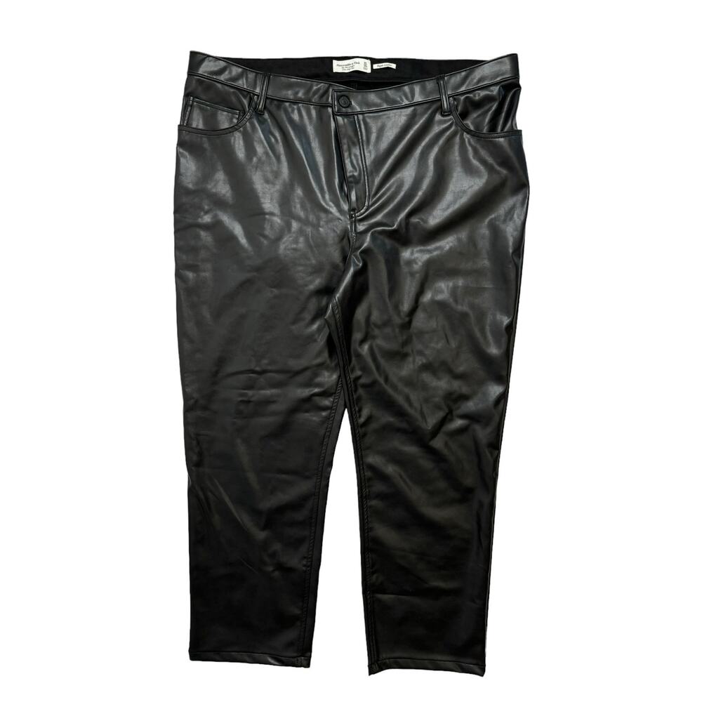 ABERCROMBIE & FITCH Vegan Leather 90s Straight Ultra High Rise Pant 35 20 Short